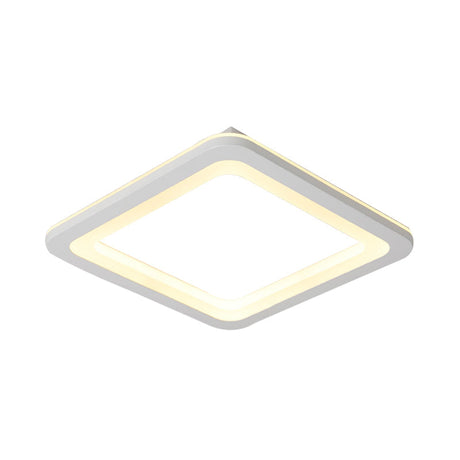 Simple Metal Led White Ceiling Light Fixture In Square Flush Design 10/14.5/19 Wide With White/Warm