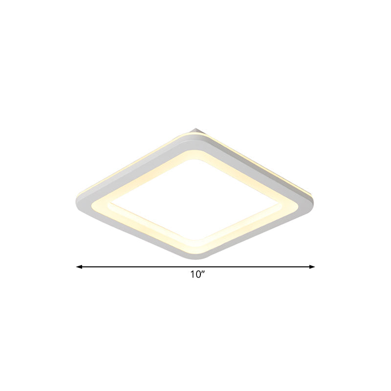 Simple Metal Led White Ceiling Light Fixture In Square Flush Design 10’/14.5’/19’ Wide With