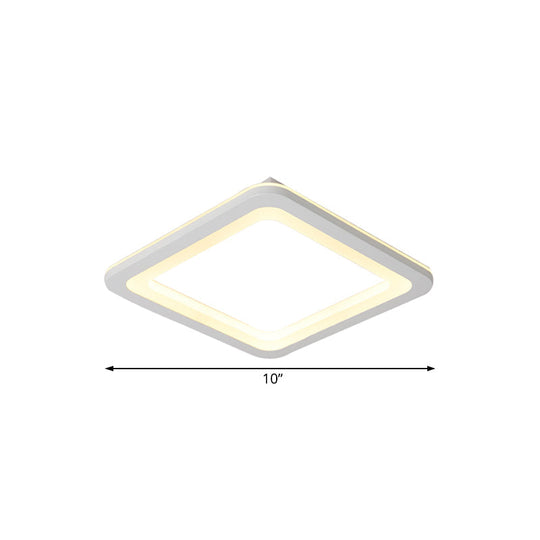 Simple Metal Led White Ceiling Light Fixture In Square Flush Design 10’/14.5’/19’ Wide With