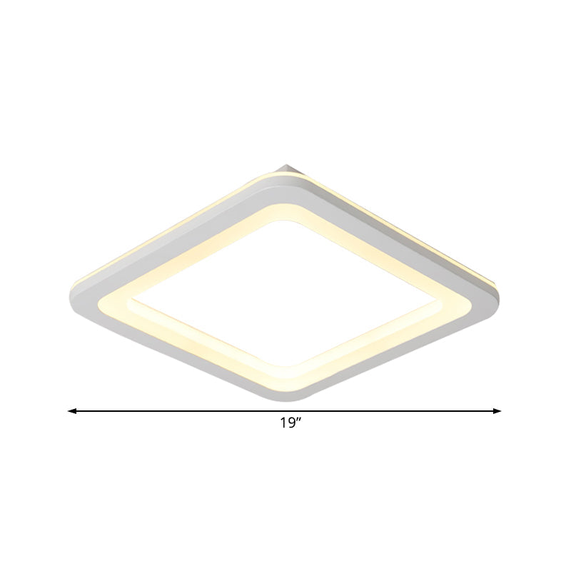 Simple Metal Led White Ceiling Light Fixture In Square Flush Design 10’/14.5’/19’ Wide With