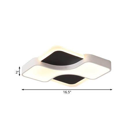 Geometric Metal Led Flush Ceiling Light Fixture In White/Warm 16.5/19.5/23.5 Wide