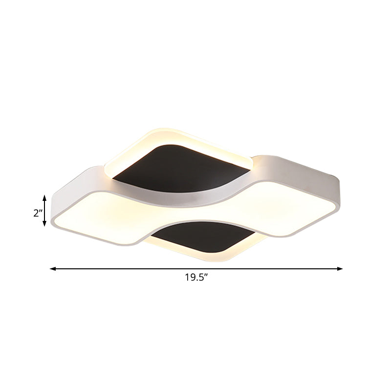 Geometric Metal Led Flush Ceiling Light Fixture In White/Warm 16.5/19.5/23.5 Wide