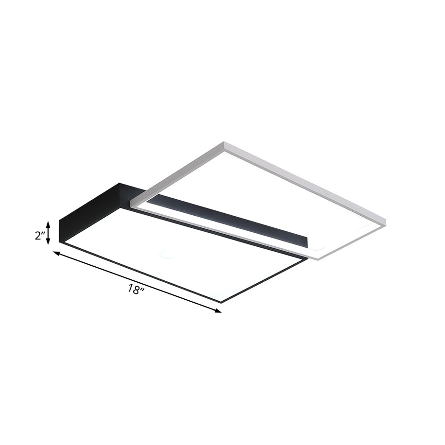 Sleek Trapezoid Flush Mount Led Metal Ceiling Light In White/Warm - 18/21.5 Wide