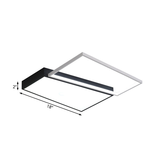 Sleek Trapezoid Flush Mount Led Metal Ceiling Light In White/Warm - 18/21.5 Wide