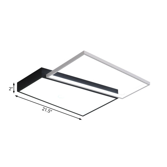 Sleek Trapezoid Flush Mount Led Metal Ceiling Light In White/Warm - 18’/21.5’ Wide