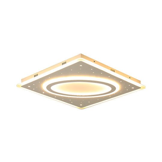 Led Square Flush Mount Ceiling Light In White/Warm With Metal Frame 21.5/23.5 Wide