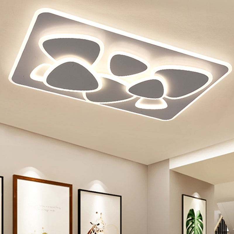 Modern Grey Flush Mount Led Ceiling Light With Overlapping Design In White/Warm - 19.5’/38’ Wide