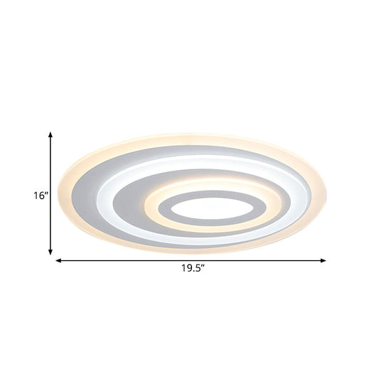 16/19.5/25.5 Wide Oval Acrylic Flush Lamp - Contemporary Led White Mount Ceiling Fixture Warm/White