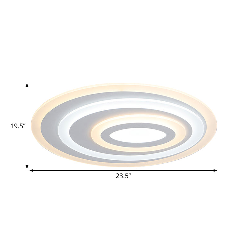 16’/19.5/25.5’ Wide Oval Acrylic Flush Lamp - Contemporary Led White Mount Ceiling Fixture