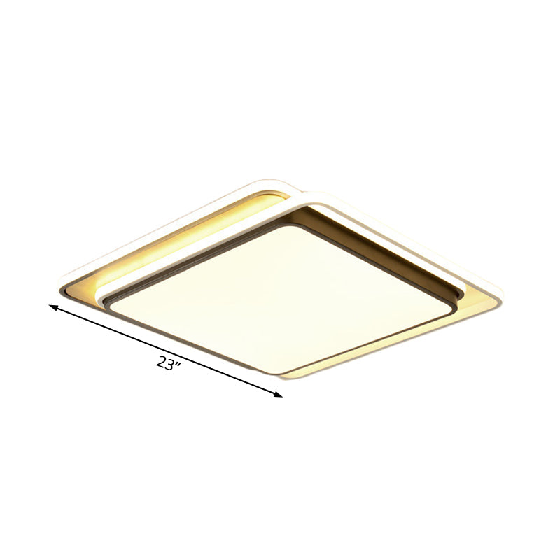 Modern Overlapping Square Flush Ceiling Light - Metal Led Black Mount Fixture White/Warm