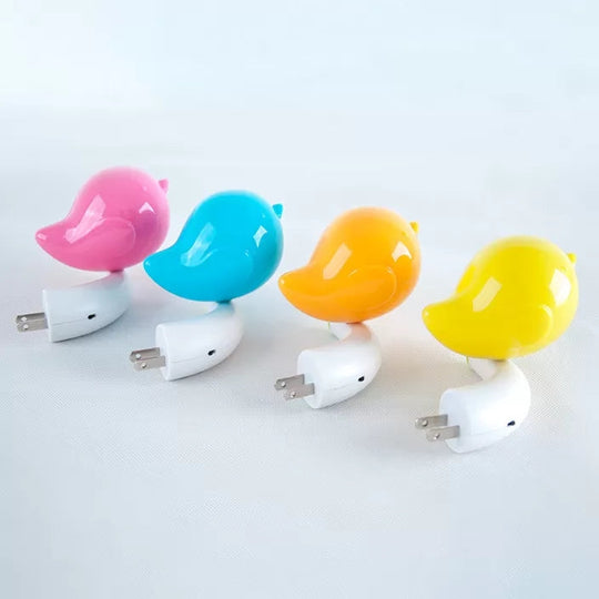 Fat Bird Led Night Light: Kindergarten Wall Light Plug-In Plastic Candy Colored