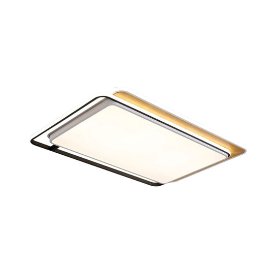 Modern Led Flush Mount Light Fixture: Black Rectangular Design Close To Ceiling Lamp In White/Warm