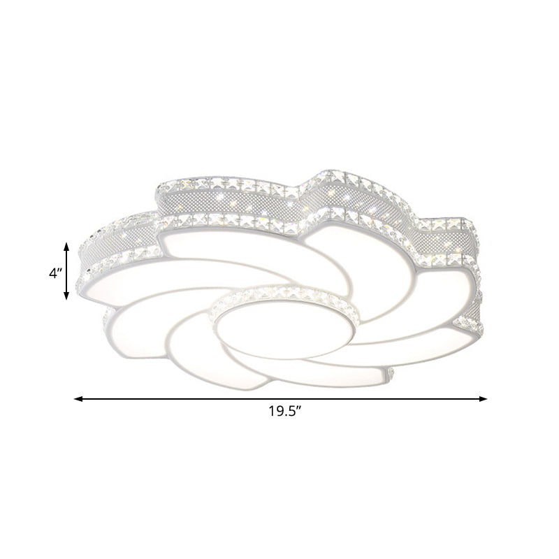 Modern Led Flower Metal Flush Ceiling Light Fixture White/Warm 19’/23.5’ Wide