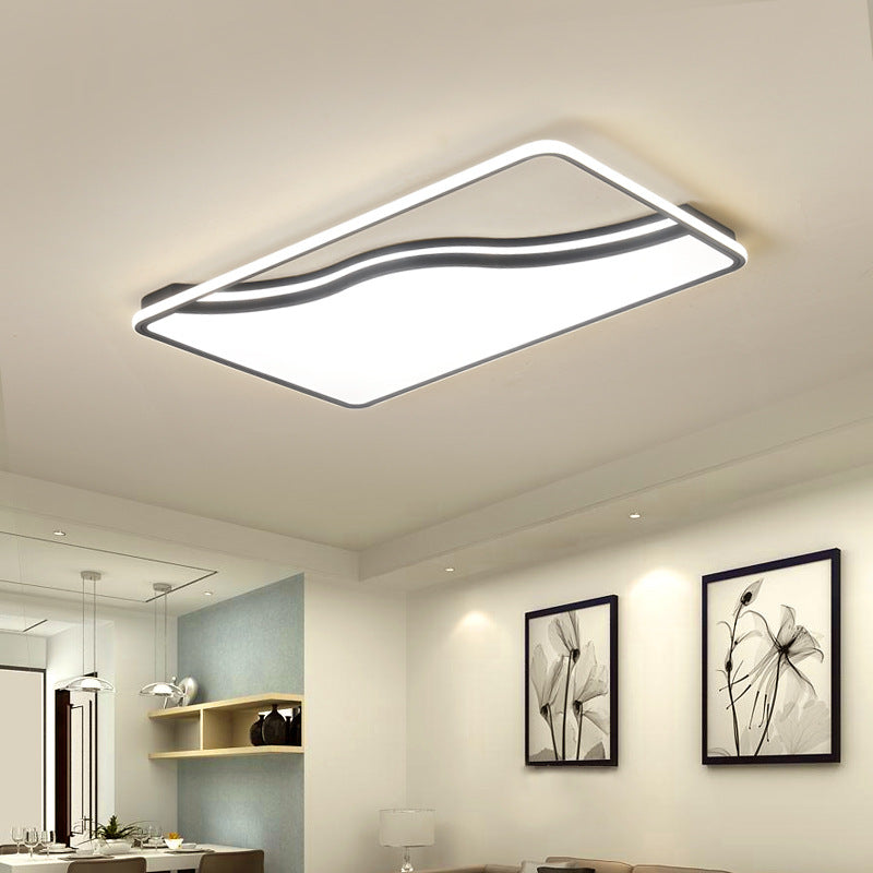 Modern Led Ceiling Light Fixture For Bedroom - Simple Acrylic Design Black/White