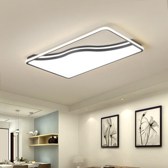 Modern Led Ceiling Light Fixture For Bedroom - Simple Acrylic Design Black/White