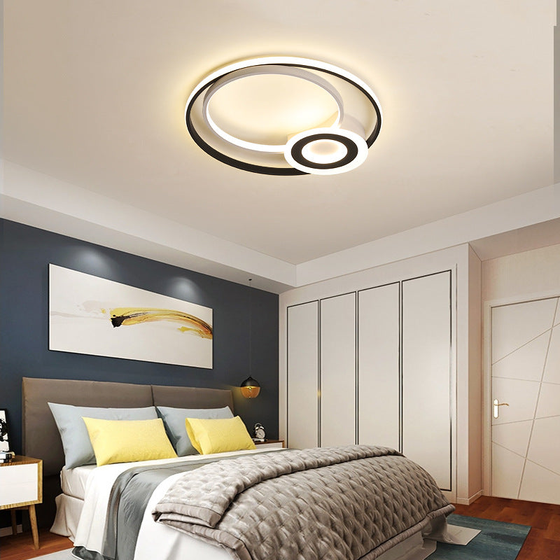 Nordic Acrylic Flush Mount Led Ceiling Fixture - Multi Rings Black/White 16/19.5/23.5 Dia For