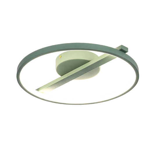 Modern Acrylic Ring Flush Mount Ceiling Light In Black/White/Blue For Living Room - Warm/White