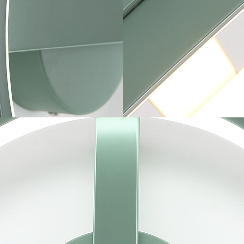 Modern Acrylic Ring Flush Mount Ceiling Light In Black/White/Blue For Living Room - Warm/White