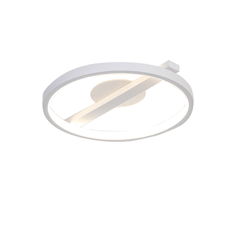 Modern Acrylic Ring Flush Mount Ceiling Light In Black/White/Blue For Living Room - Warm/White