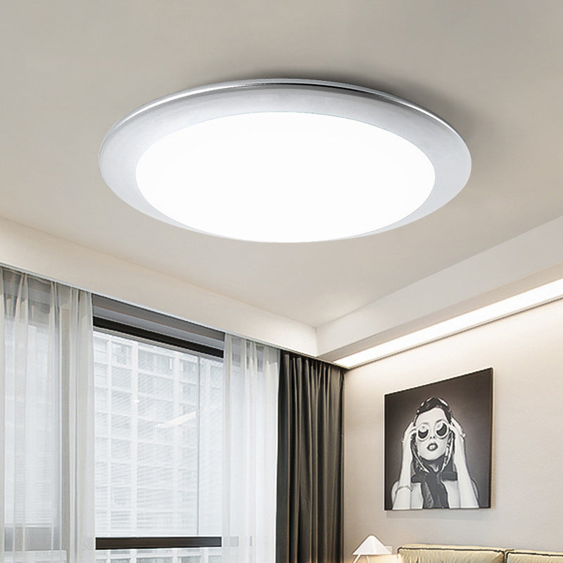 Nordic Acrylic Gold/Silver Flush Ceiling Light With Integrated Led - Bedroom Lamp 16/20 Dia Silver /