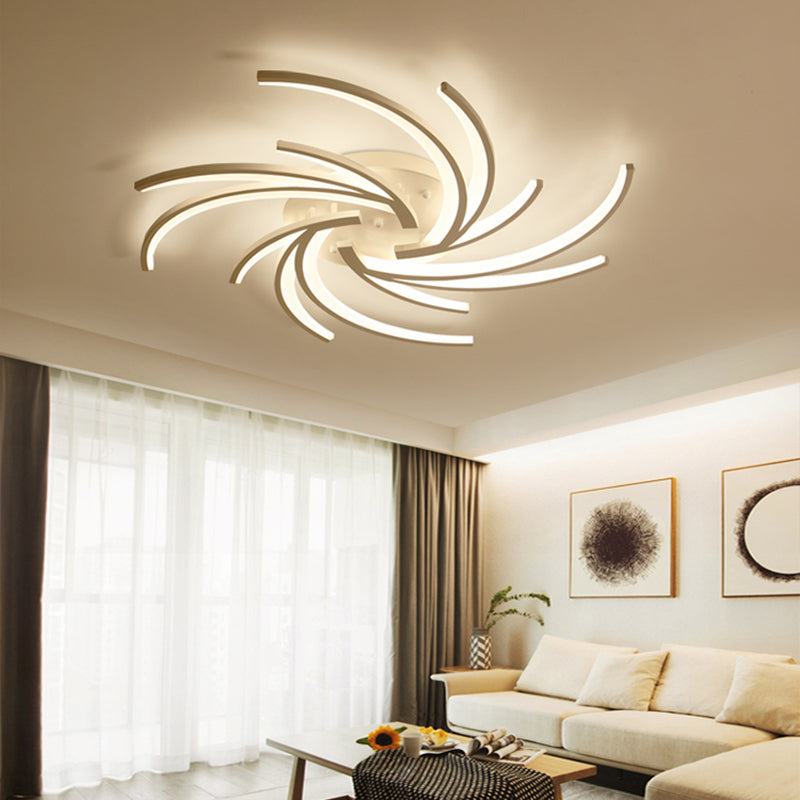 Modern Swirl Flush Mount Lamp - Acrylic Ceiling Fixture With 3/4/5 Lights For White Bedroom