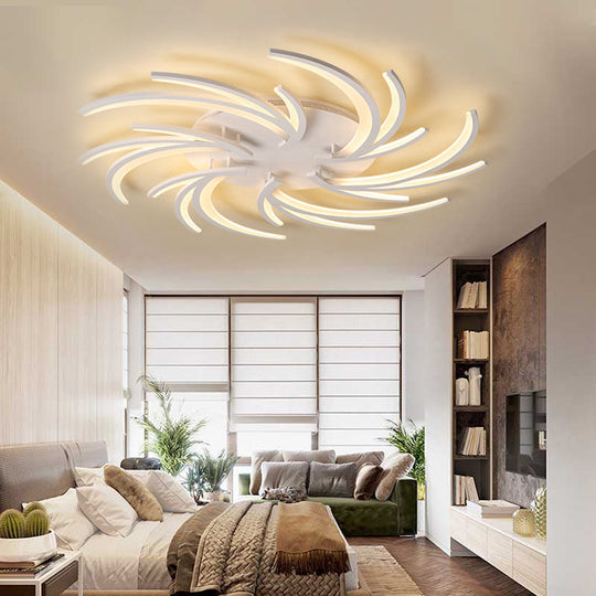 Modern Swirl Flush Mount Lamp - Acrylic Ceiling Fixture With 3/4/5 Lights For White Bedroom