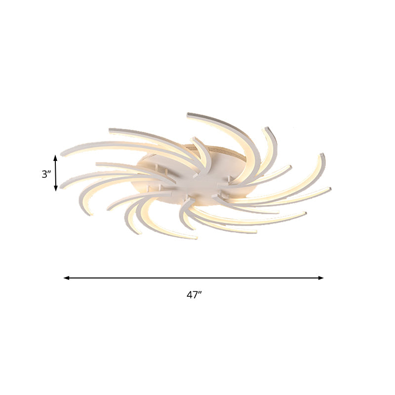 Modern Swirl Flush Mount Lamp - Acrylic Ceiling Fixture With 3/4/5 Lights For White Bedroom