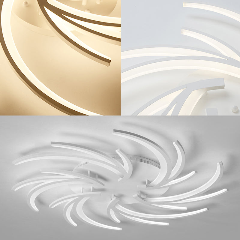 Modern Swirl Flush Mount Lamp - Acrylic Ceiling Fixture With 3/4/5 Lights For White Bedroom