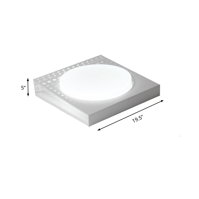 Iron Square Flush Mount Ceiling Light With Acrylic Shade In Nordic White/Black For Warm/White