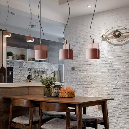 Geometric Industrial Cement Pendant Light - Grey/Beige/Pink 1-Light 6’/8’/9’W