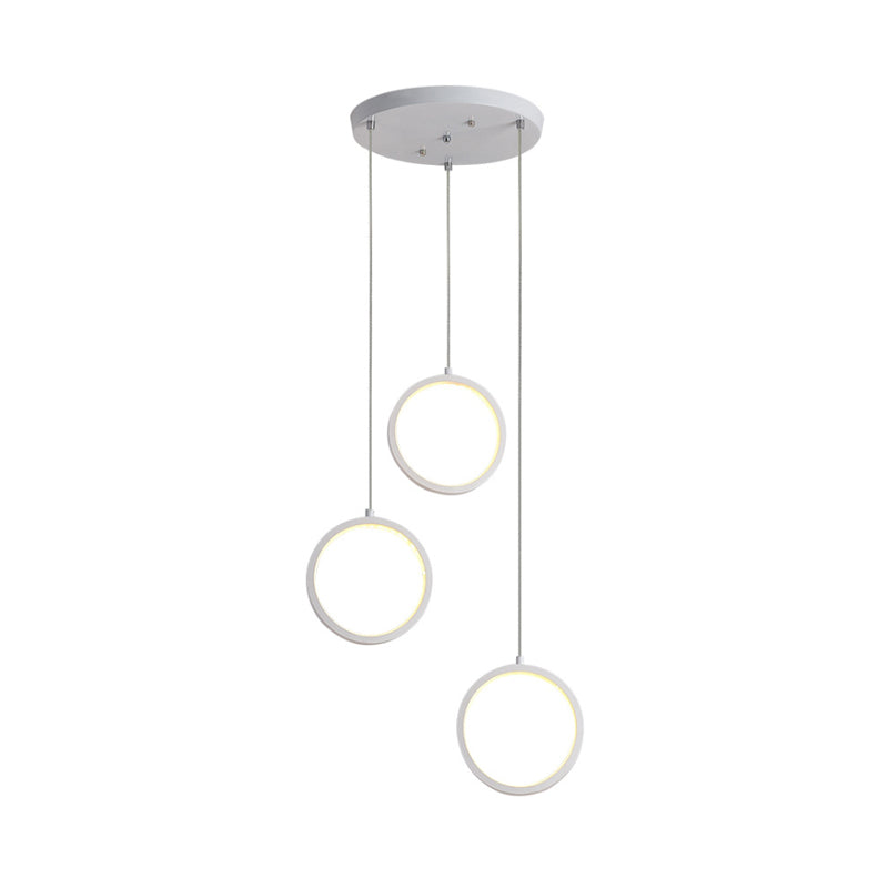 Modern Acrylic Cluster Pendant With 3 Lights Warm/White Lighting And Round/Linear Canopy -