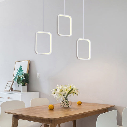 Modern Acrylic Cluster Pendant With 3 Lights Warm/White Lighting And Round/Linear Canopy -