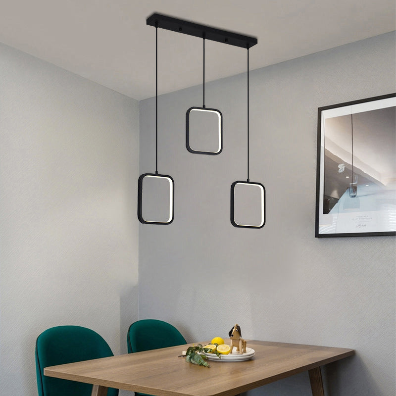 Modern Acrylic Cluster Pendant With 3 Lights Warm/White Lighting And Round/Linear Canopy -
