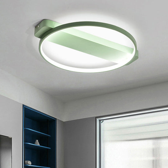 Led Bedroom Ceiling Light - Kid’s Modern Semi Flush With Acrylic Ring