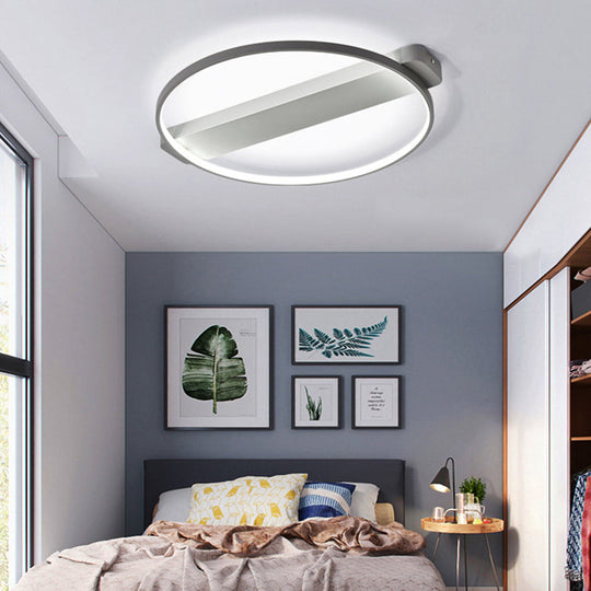 Led Bedroom Ceiling Light - Kid’s Modern Semi Flush With Acrylic Ring Grey / 18’ Third Gear