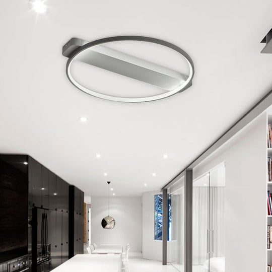 Led Bedroom Ceiling Light - Kid’s Modern Semi Flush With Acrylic Ring