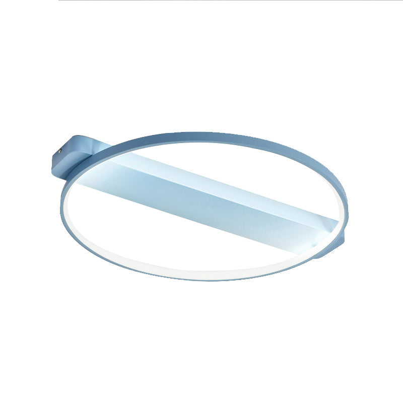 Led Bedroom Ceiling Light - Kid’s Modern Semi Flush With Acrylic Ring