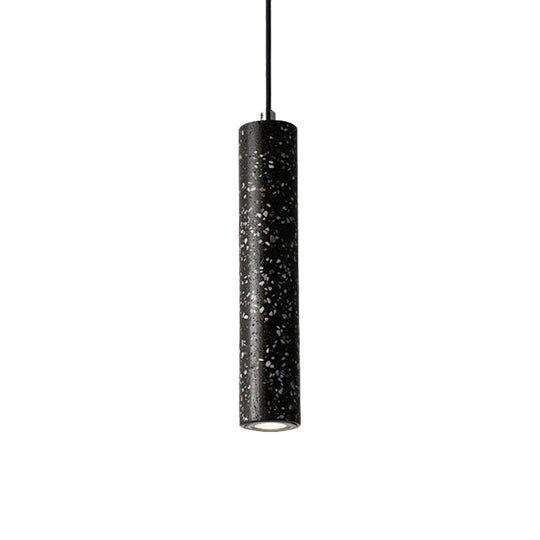 Nordic Concrete Tube Pendant Lighting - 1 Light Black/White/Yellow Suspension