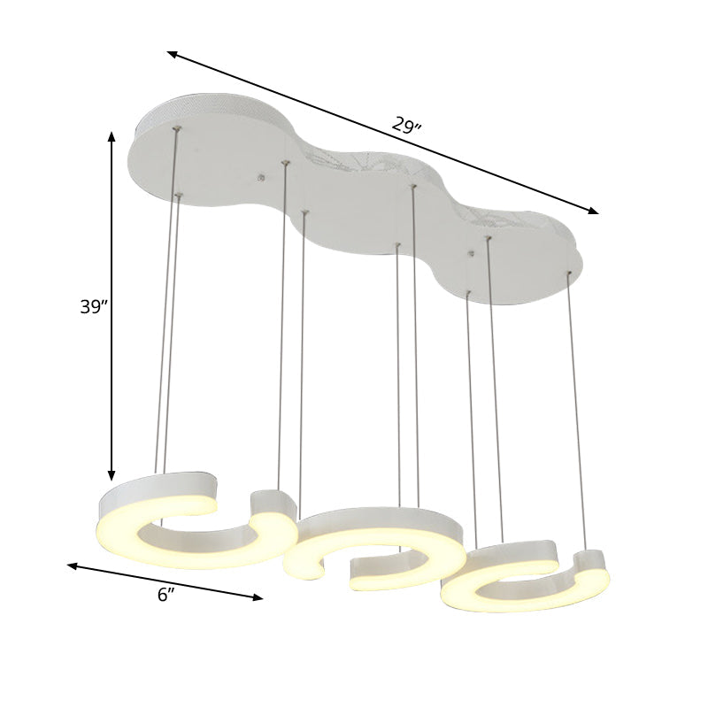 C-Shaped Led Pendant Lamp Kit - Minimalist Metal Design With Warm/White Light And Round/Linear