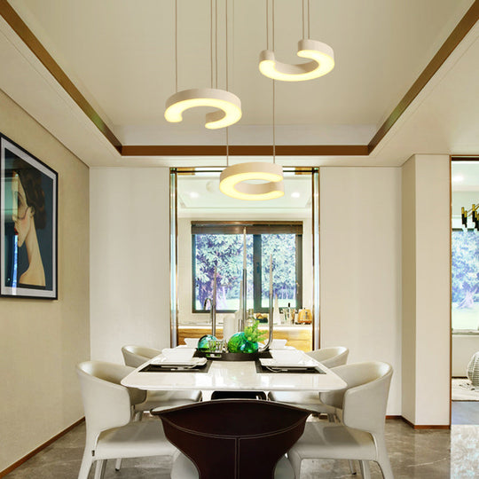 C-Shaped Hanging Led Pendant Lamp With Minimalist Metal Design In Warm/White Light
