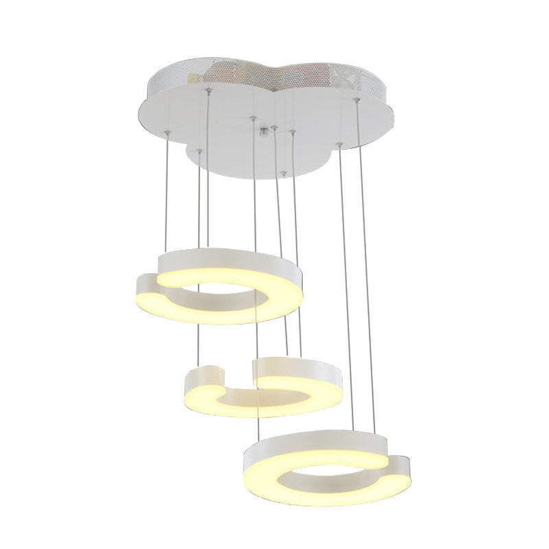 C-Shaped Led Pendant Lamp Kit - Minimalist Metal Design With Warm/White Light And Round/Linear