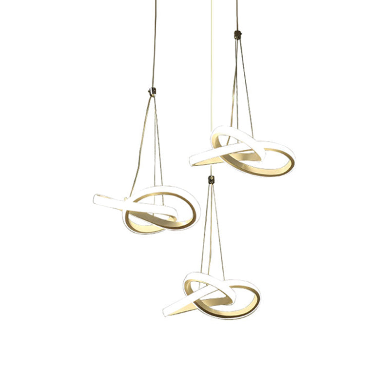 Led Acrylic Twisting Island Pendant Ceiling Light With 3/4-Head Warm/White