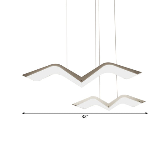 Seagull Multi Light Pendant Led Hanging Lamp In Elegant White Acrylic Shade - Choose From 2 3 4 Or