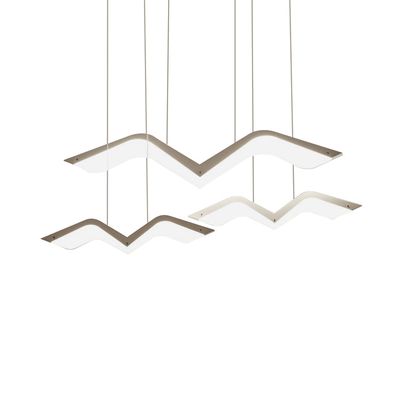 Seagull Multi Light Pendant: Sleek Acrylic Shade Led Hanging Lamp In White (2/3/4/5 Seater)