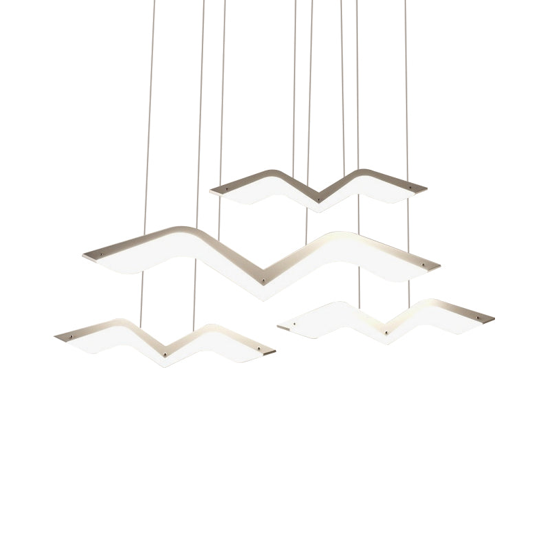 Seagull Multi Light Pendant: Sleek Acrylic Shade Led Hanging Lamp In White (2/3/4/5 Seater)