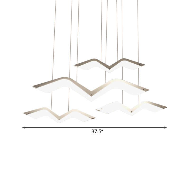 Seagull Multi Light Pendant Led Hanging Lamp In Elegant White Acrylic Shade - Choose From 2 3 4 Or