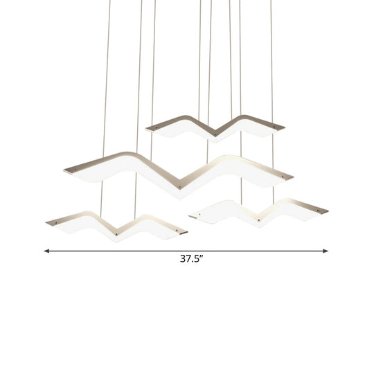 Seagull Multi Light Pendant Led Hanging Lamp In Elegant White Acrylic Shade - Choose From 2 3 4 Or