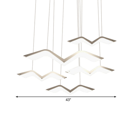 Seagull Multi Light Pendant: Sleek Acrylic Shade Led Hanging Lamp In White (2/3/4/5 Seater)