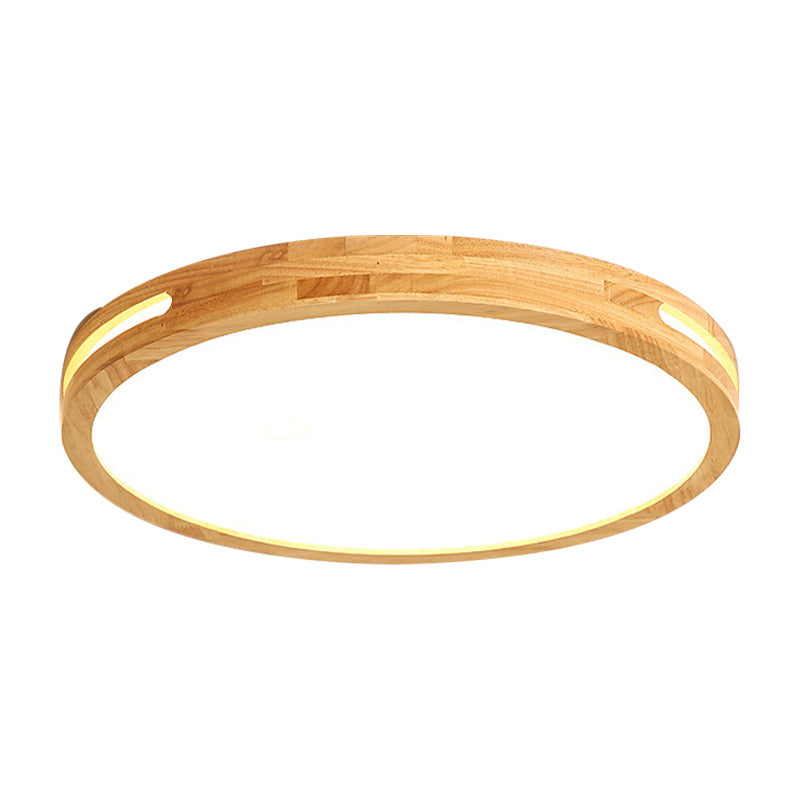 Japanese Style Led Ceiling Lamp In Beige - Circular Mount Wood Finish 12/16/19.5 Inch Wide Perfect