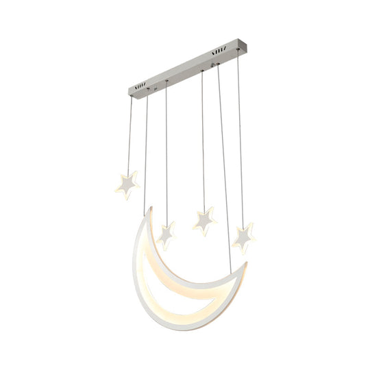 Modern Acrylic Led Ceiling Light - Moon And Stars Design 5/9 Lights Dining Room Pendant Warm/White